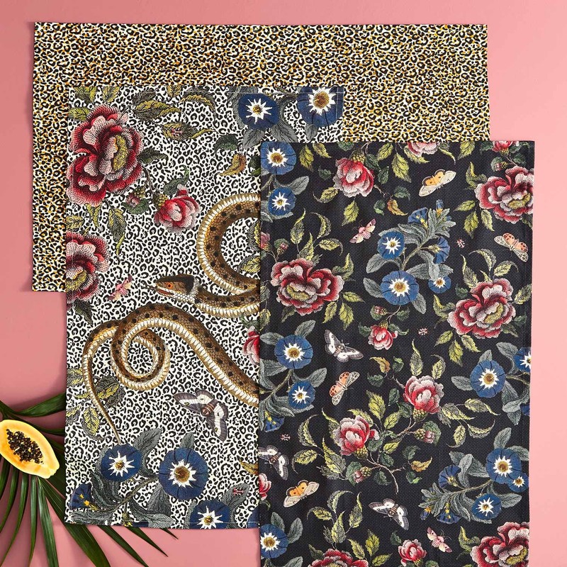 Spode Tea Towel - Black,Multi Coloured,Dimension - 45cm x 74cm/18"