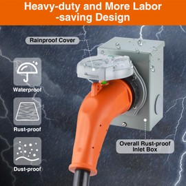 Finderomend 50 Amp Generator Cord and Power Inlet Box Combo Kit, NEMA 14-50P to SS2-50R Extension Cord, for Home RV Backup Power Solution, 125/250 Volts (25ft)