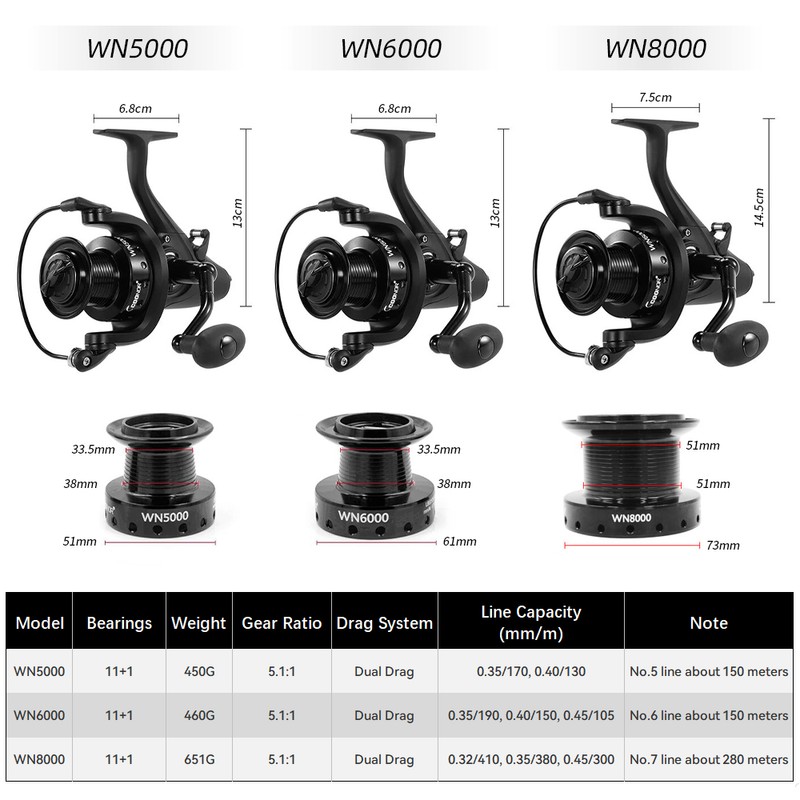 Spinning Fishing Reel Full Metal 5000/6000/8000 11+1BB Nylon Metal High-speed