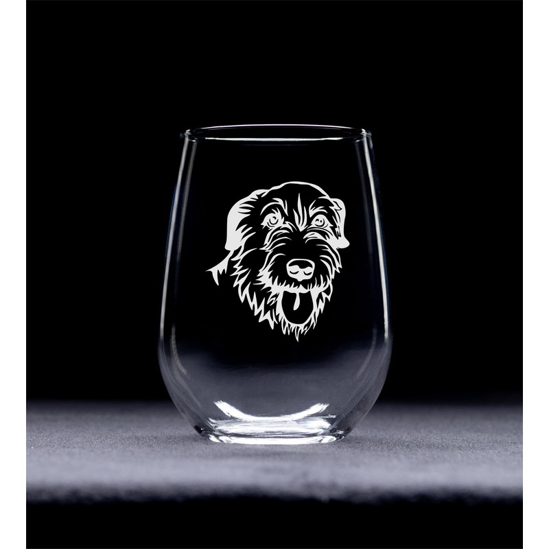 Irish Wolfhound themed, dog stemless wine glass, 17 oz.