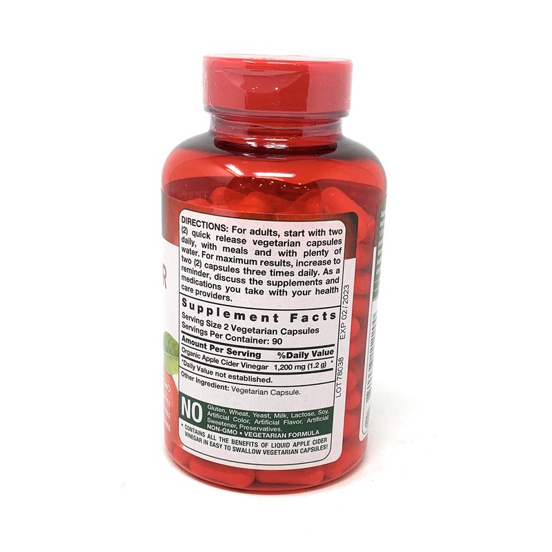 Nature's Truth Apple Cider Vinegar 1200 mg, 180 Capsules