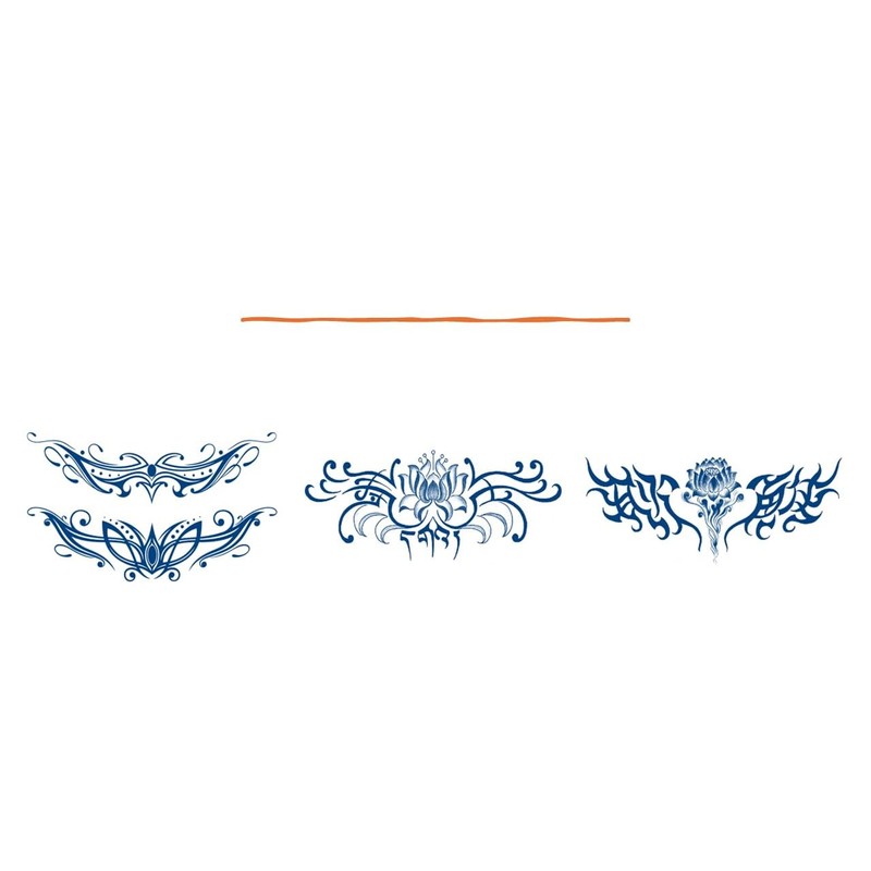 3 Sheets Temporary Lotus Flower Tattoo Coccyx Anlers Semi-Permanent Tattoo