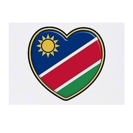 'Namibia Flag Heart' Temporary Tattoo - Water Resistant, Skin-Safe, Non-Toxic Transfer (TO00062941)