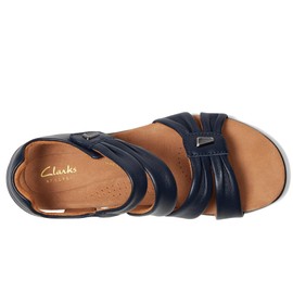 Clarks Women's Kitly Ave Flat Sandal, Navy Leather, 6.5 Wide