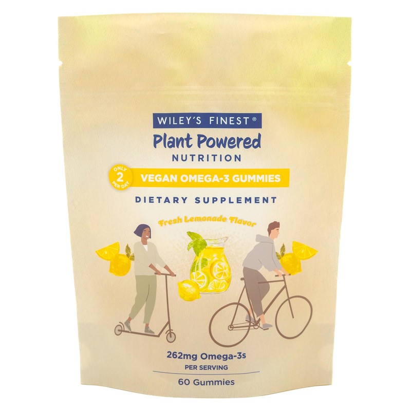 Wiley's Finest Gomitas veganas de omega-3 Suplemento vegetariano DHA Omega-3