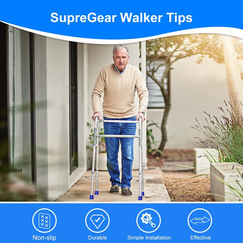 supregear Rubber Feet 25 mm for Folding Walkers, Pack of