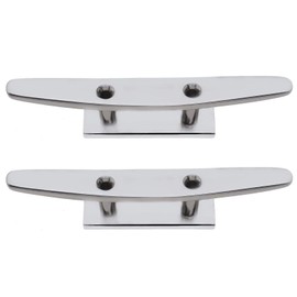 EMSea 2X 4 Inch 316 Stainless Steel 2 Holes Mooring Cleats for Boats Dock Securing