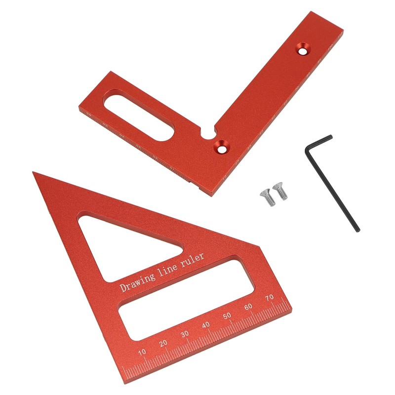 QWORK® 3D Multi Angle Measuring Ruler,Aluminum Alloy 45/90 Degree Protractor,
