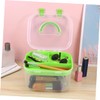 Housoutil Portable Double Layer Cosmetics Storage Box Small Handle Design