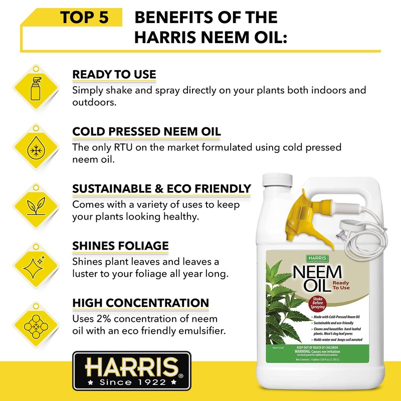 HARRIS Neem Oil Spray for Plants, Cold Pressed Ready to