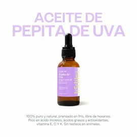 Aceite de Pepita de Uva 100 ml | Hidratante Rostro sin Obstruir Poros | Antiedad Antioxidante Colágeno | Ideal para Jabones y Cremas