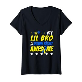 Womens My Brother Lil Bro is Down Right Awesome Homie Matching Team V-Neck T-Shirt