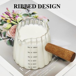 TIWPAJS Espresso Cups With Wood Handle 6oz, Espresso Accessories, Milk Frothing Pitcher, Glass Measuring Cup, Shot Glass