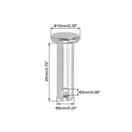 uxcell Single Hole Clevis Pins - 6mm X 20mm Flat Head 304 Stainless Steel Link Hinge Pin 4Pcs