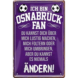 Tin Signs "I Am Osnabruck" Fan Metal Sign for Football Enthusiasts Decorative Sign Gift Idea 20 x 30 cm
