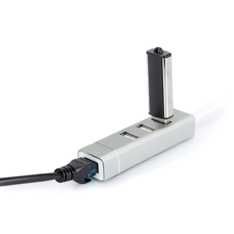 Digitus DA-70253 USB 2.0 100Mbit/s Aluminium interface hub - Digitus