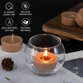 16Pcs Caramel Scented Tealight Candles, Brown Soy Wax Tea Lights with Essential Oils, 4h Long Burning Tea Light Candles for Spa, Romantic Decor, Meditation, Dinner, and Home Decor