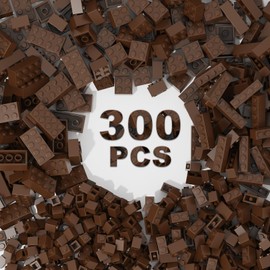 300 PCs Classic Building Bricks, Green Bulk Bricks, Compatible With Pieces 3001 and All Major Brands, Creative Building Block Toys for Boys Girls (Brown 300 PCs)