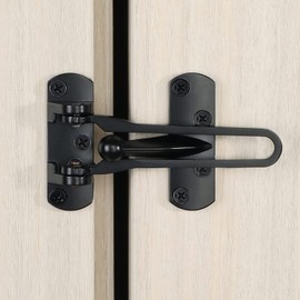 Sayayo Swing Bar Latch Guard Sliding Bolt Lock Security Door Lock, Home Reinforcement Lock for Swing-in Doors, Hotel Door Latches Black, CMS570-B