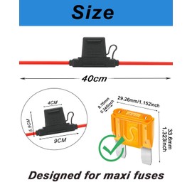 2 Pack Inline Maxi Fuse Holder - 10 AWG 12V Automotive Blade Fuse Holders with 2 Pcs 40 AMP Maxi Fuses