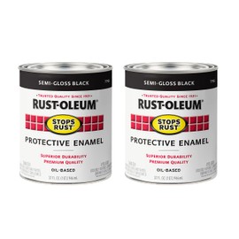 Rust-Oleum 7798502-2PK Stops Rust Brush On Paint, 1 Quarts (Pack of 2), Semi-Gloss Black, 64 fl oz