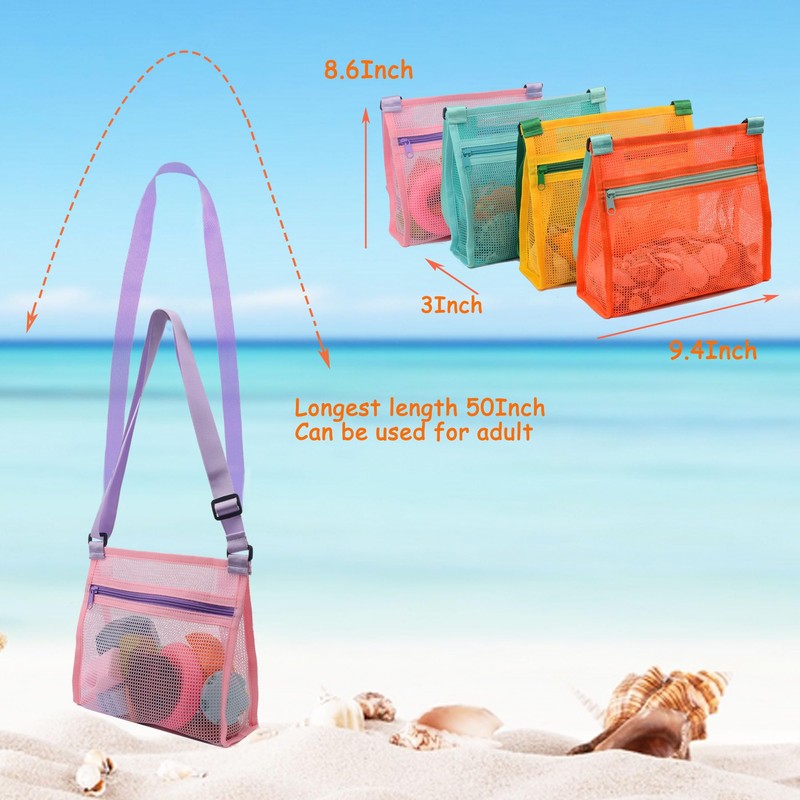 MUYIZI Beach Mesh Bag Beach Shell Bags for Holding Beach
