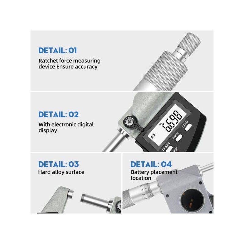 고정밀 디지털 외경 IP64 보호 0.001mm [03 0-25mm] High Precision