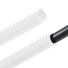 ZhiYo 20FT 1/4” Wire Loom Split Tubing Auto Wire Conduit Flexible Cover | High Temperature Heat Resistant -40F to 257F | Plastic Cover for Electrical Wires & Cables, White