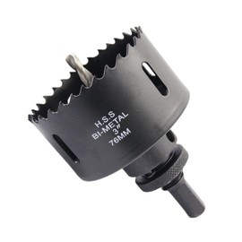 Hole Cutter 3.0 inches (76 mm) LAIWEI Bimetal Hole Saw HSS Round Hole Saw Head 0.07 inch (1.8 mm) Thick, Cutting Depth Up to 1.5 inches (38 mm), Heavy Duty Arbor, For Wood, Plastic, Plasterboard,