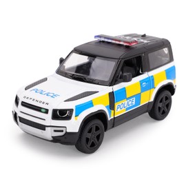 Toyland® 12cm (5") Pull Back & Go Die Cast Police Defender With Open & Close Doors - Toy Vehicles - 1:36 Scale