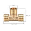 sourcing map Brass Tee Pipe Fitting G1/2 Male Thread T