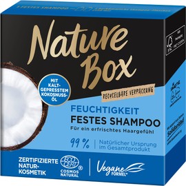 Nature Box Moisturising Solid Shampoo with Coconut Oil, Natural, Vegan Cosmetics, Pack of 1, 85 g