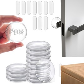 22 Protectores de Pared de Silicona, Topes de Puerta Adhesivos 12 redondos + 10 rectangulares. Amortiguan golpes, reducen ruido, reutilizables. Para pomos, muebles y protección infantil