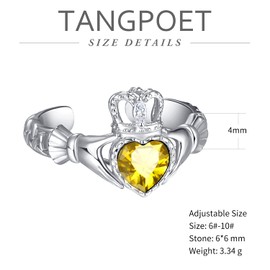 Claddagh Rings for Women Sterling Silver Irish Claddagh Rings Celtic Claddagh November Birthstone Ring Gifts for Women Girls