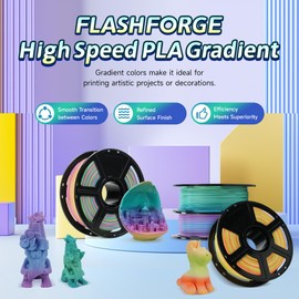 FLASHFORGE Rapid PLA Gradient Filament 1.75mm Yellow & Blue, Transform Colors Smoothly & Fast, High Flow Speedy 3D Printer Filament, Experience Exceptional Performance with 500mm/s Fast Printing