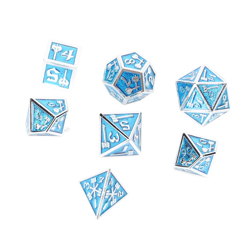 7pcs Polyhedral Dice Set Clear Number Metal Glossy Odorless Table