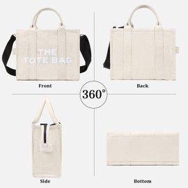 DKIIL NOIYB Women's Canvas Tote Casual Crossbody Shoulder Bag With Zipper Double Shoulder Straps for School Shopping Work Travel