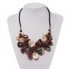 Avalaya Multicoloured Shell-Composite Leather Cord Chunky Style Necklace - 44cm