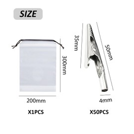 50 PCS 4mm Metal Alligator Clips 1 Piece Storage Bag Crafts Alligator Clips Metal Alligator Spring Clips for Laboratory Electrical Testing Work Come with Blank Storage Bag (20 * 30)