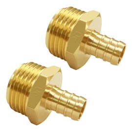 Uenede 2PCS Solid Brass 1/2" PEX Barb to 3/4" GHT Male Garden Hose End Connector Splicer Mender Repair Fitting