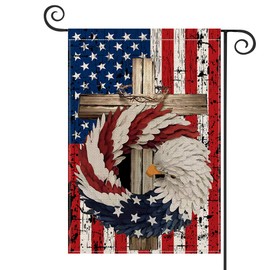 AVOIN Patriotic Strip and Star Eagle Wreath Garden Flag Vertical Double Sided, USA Flag 4th of July Memorial Day Independence Day Watercolor Yard Outdoor Decoration 12.5 x 18 Inch