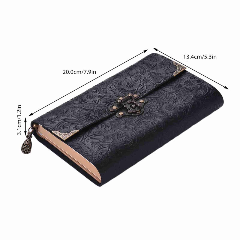 Handmade Embossed Pattern Soft Leather Journal Travel Notebook with lock