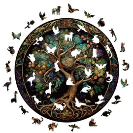 Wooden Puzzles for Adults, 200 Pieces Tree of Life Puzzle Uniquely Irregular Animal Shaped Wooden Jigsaw Puzzles, Creative Gift for Teenagers and Adults