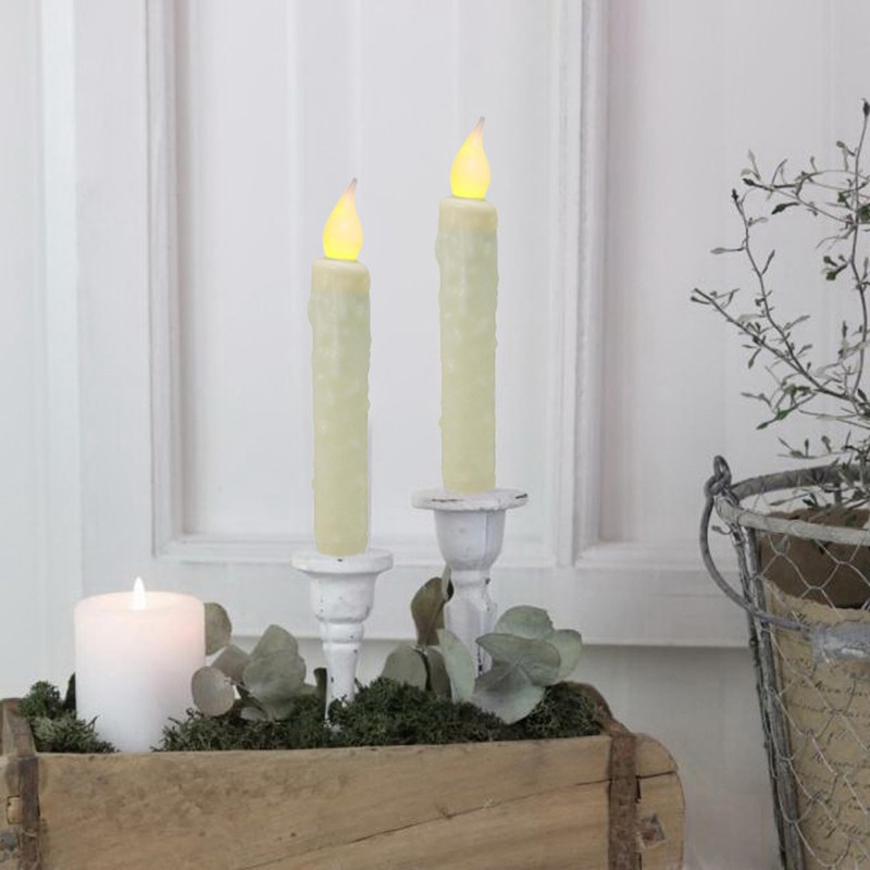 CVHOMEDECO. Real Wax Hand Dipped Battery Operated LED Timer Taper