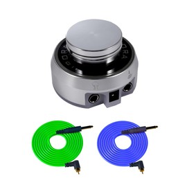 Tattoo Power Supply - Professional Tattoo Power Supply Box & Foot Pedal Set for Coil & Rotary Tattoo Machine Gun Tattoo Supplies, 1.5-17V Dual Outputs, Colorful Lighting (green+blue)