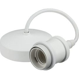 Knightsbridge 6" E27 Vintage Pendant Set - Matt White (8271MW)