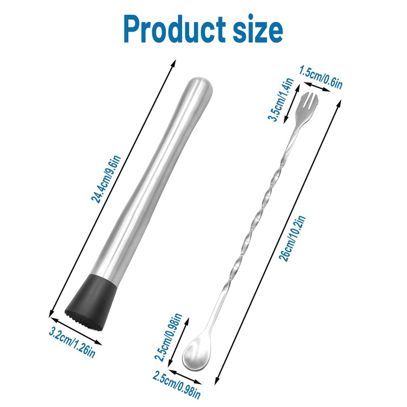 Stainless Steel Cocktail Muddler,10 inch Stainless Steel Cocktail Muddler with