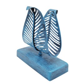 OwlGift Freestanding Modern Napkin Holder with Leaf Design, Tabletop Tissue Dispenser, Napkin Storage Organizer – Turquoise