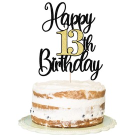FLORCMET - Decoración para tarta de cumpleaños 13 – Decoración para tartas de feliz cumpleaños 13 años, decoración para tartas de feliz cumpleaños 13 y aniversario (13)