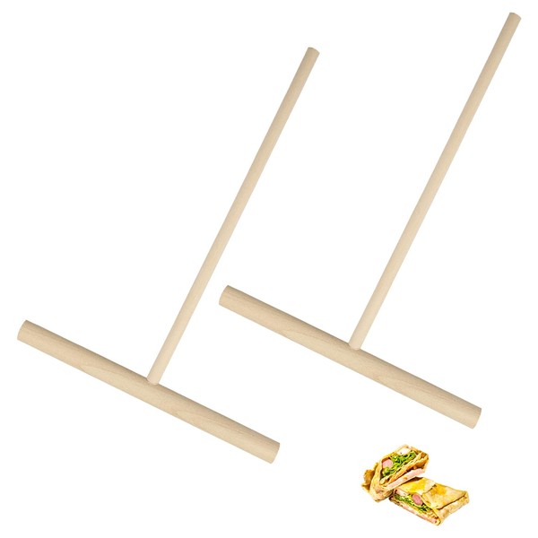 Rumyve 2 Pcs Pancake Spreaders - T-Shaped Natural Wood Crepe